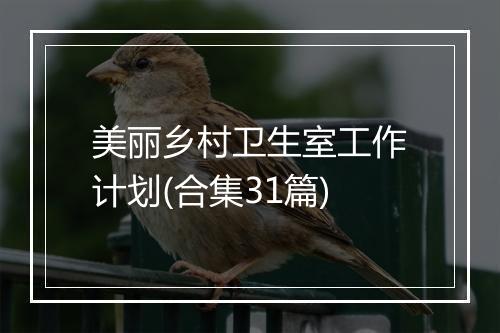 美丽乡村卫生室工作计划(合集31篇)