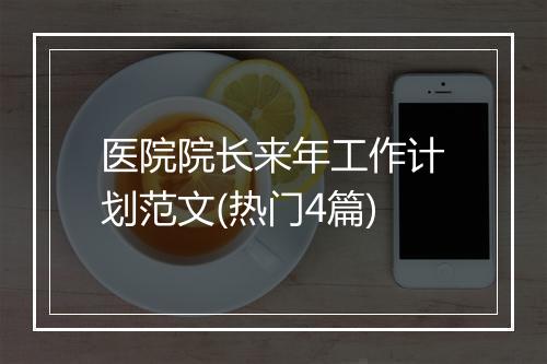 医院院长来年工作计划范文(热门4篇)
