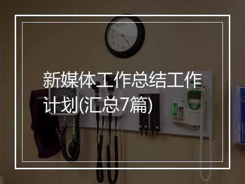 新媒体工作总结工作计划(汇总7篇)