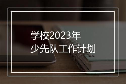 学校2023年少先队工作计划
