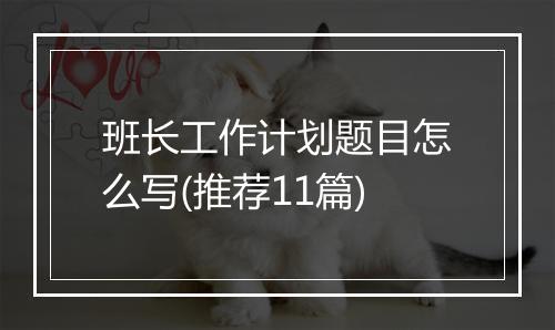 班长工作计划题目怎么写(推荐11篇)