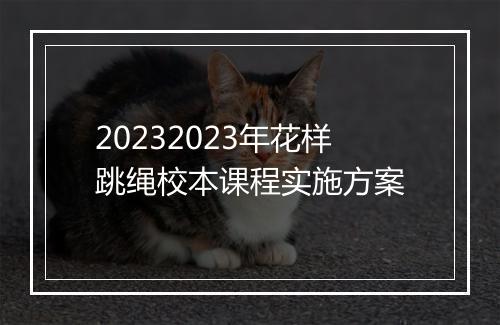 20232023年花样跳绳校本课程实施方案