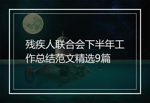 残疾人联合会下半年工作总结范文精选9篇