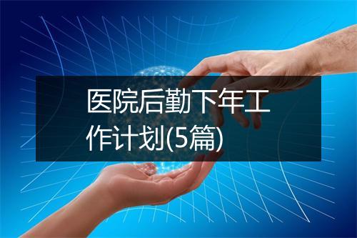 医院后勤下年工作计划(5篇)
