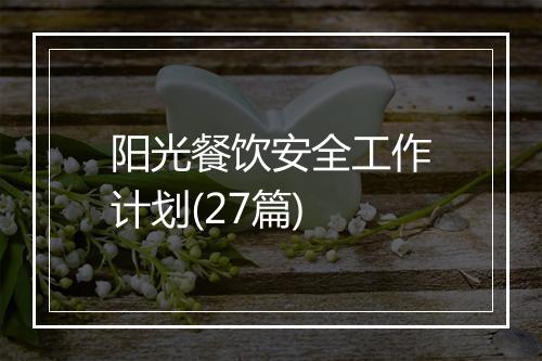 阳光餐饮安全工作计划(27篇)
