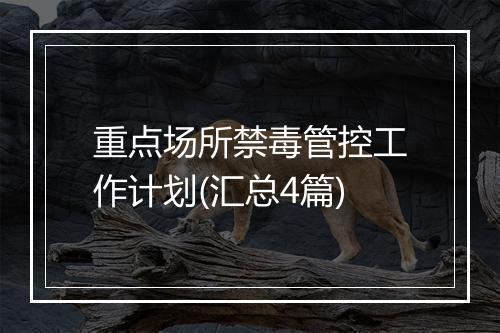 重点场所禁毒管控工作计划(汇总4篇)