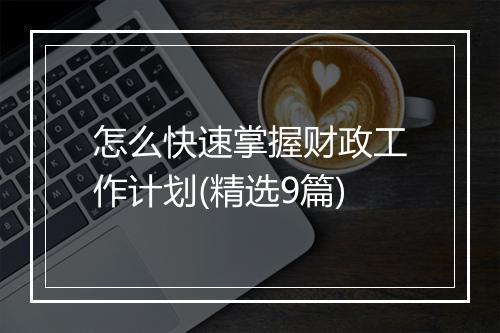 怎么快速掌握财政工作计划(精选9篇)
