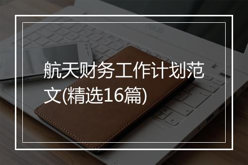 航天财务工作计划范文(精选16篇)