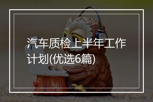汽车质检上半年工作计划(优选6篇)