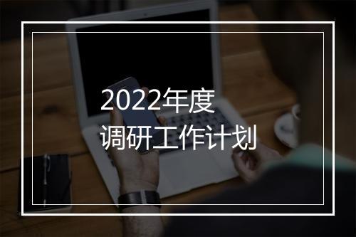 2022年度调研工作计划