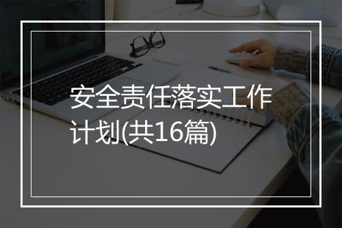 安全责任落实工作计划(共16篇)