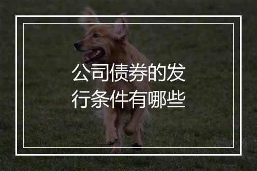 公司债券的发行条件有哪些