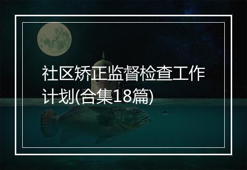 社区矫正监督检查工作计划(合集18篇)