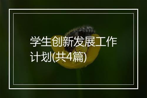 学生创新发展工作计划(共4篇)