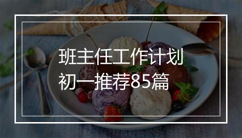 班主任工作计划初一推荐85篇