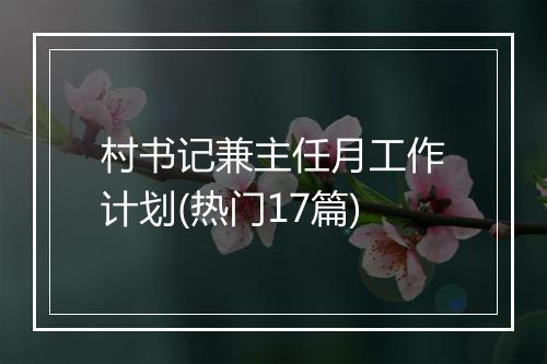 村书记兼主任月工作计划(热门17篇)