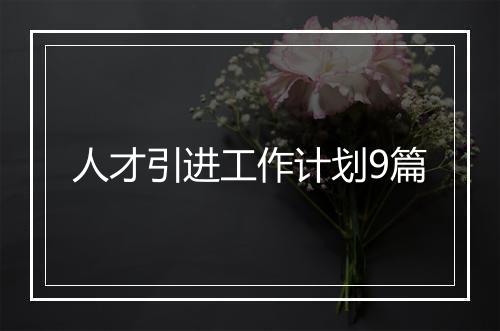 人才引进工作计划9篇