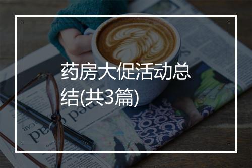药房大促活动总结(共3篇)