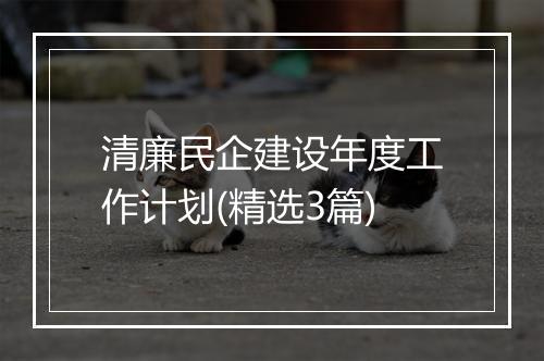 清廉民企建设年度工作计划(精选3篇)