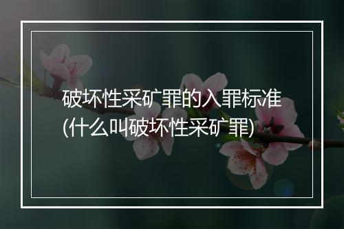 破坏性采矿罪的入罪标准(什么叫破坏性采矿罪)