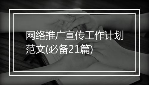 网络推广宣传工作计划范文(必备21篇)