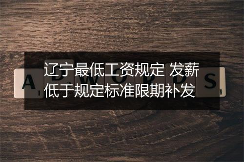 辽宁最低工资规定 发薪低于规定标准限期补发