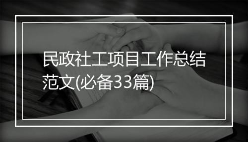 民政社工项目工作总结范文(必备33篇)