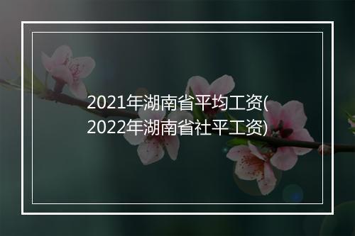 2021年湖南省平均工资(2022年湖南省社平工资)