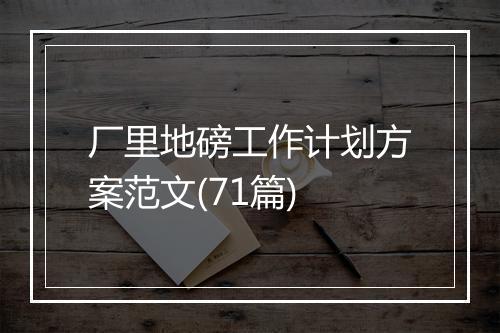 厂里地磅工作计划方案范文(71篇)