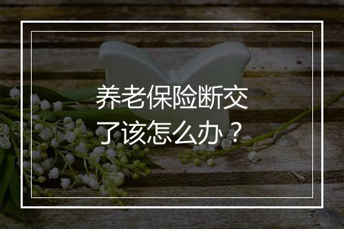 养老保险断交了该怎么办？