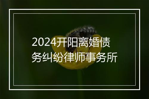 2024开阳离婚债务纠纷律师事务所