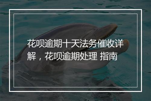 花呗逾期十天法务催收详解，花呗逾期处理 指南