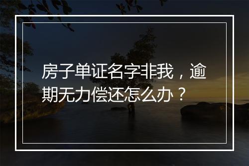 房子单证名字非我，逾期无力偿还怎么办？