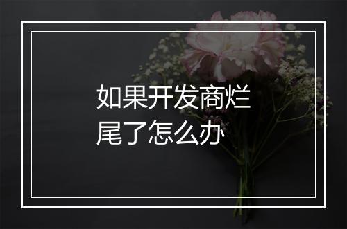 如果开发商烂尾了怎么办