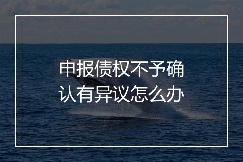 申报债权不予确认有异议怎么办