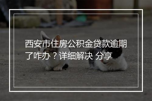 西安市住房公积金贷款逾期了咋办？详细解决 分享