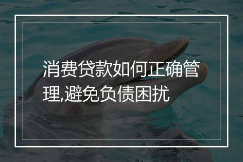 消费贷款如何正确管理,避免负债困扰
