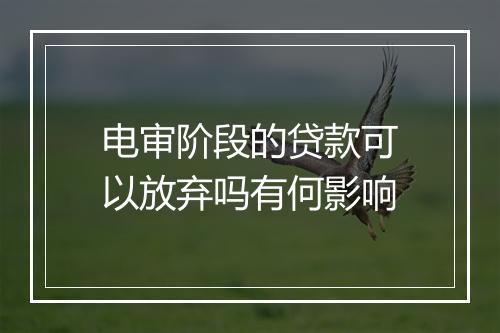 电审阶段的贷款可以放弃吗有何影响