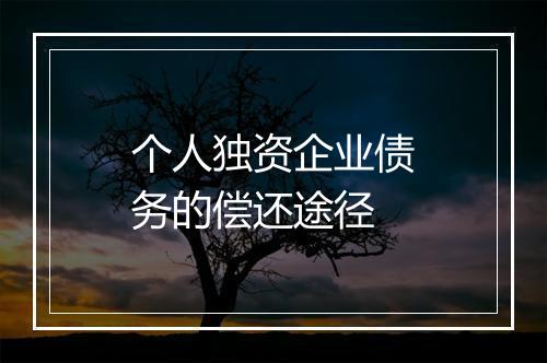 个人独资企业债务的偿还途径