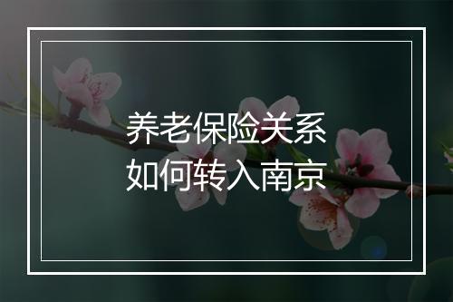 养老保险关系如何转入南京