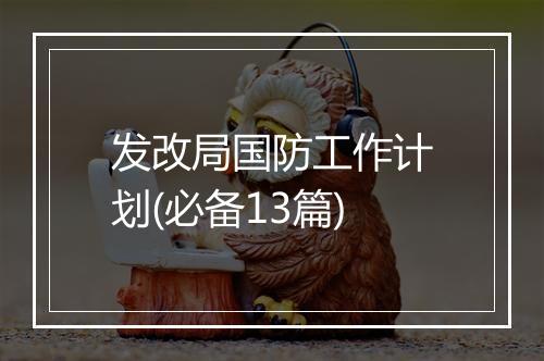 发改局国防工作计划(必备13篇)