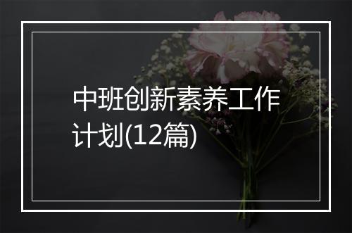中班创新素养工作计划(12篇)