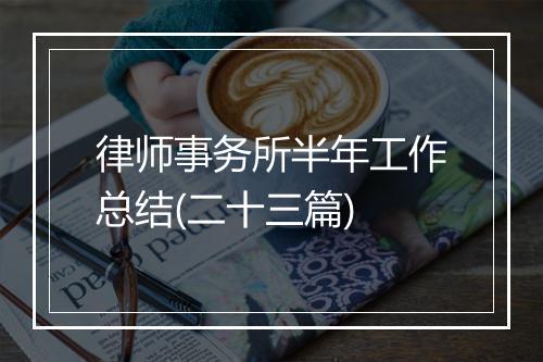 律师事务所半年工作总结(二十三篇)