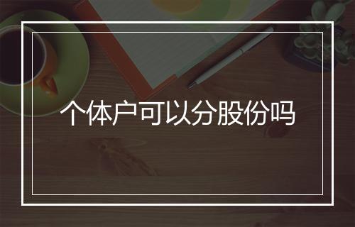个体户可以分股份吗