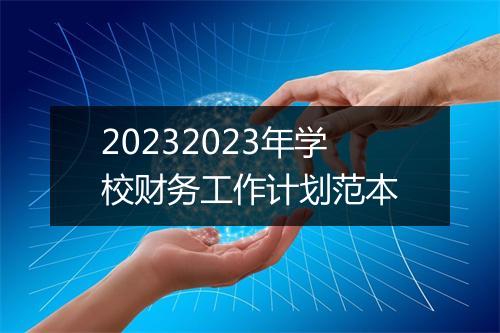 20232023年学校财务工作计划范本