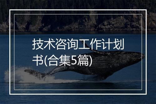 技术咨询工作计划书(合集5篇)