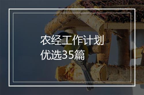 农经工作计划优选35篇