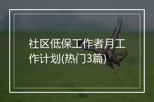 社区低保工作者月工作计划(热门3篇)