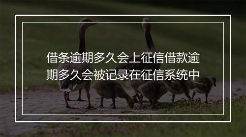 借条逾期多久会上征信借款逾期多久会被记录在征信系统中