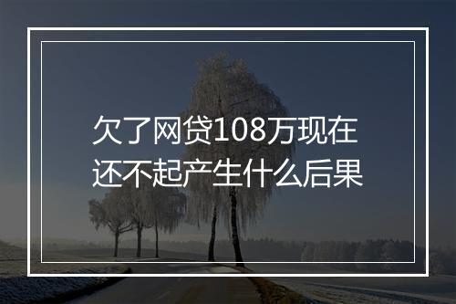 欠了网贷108万现在还不起产生什么后果